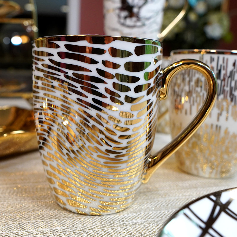 Certified International Set Of 6 Gold Plated Mugs & Reviews | Wayfair